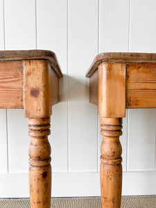 A Pair of Charming Antique English Console Side Tables or Night Stands