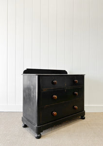 An Ebonized English Pine Chest of Drawers Dresser c1890