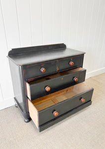 An Ebonized English Pine Chest of Drawers Dresser c1890