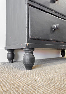 An Ebonized Antique English Chest of Drawers/Dresser