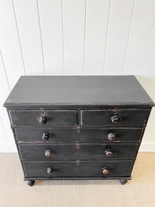 An Ebonized Antique English Chest of Drawers/Dresser