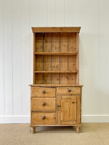 A Beautiful Pine Welsh Dresser or Cupboard with Wood Hardware on Tulip Feet c1890