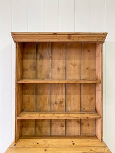 A Beautiful Pine Welsh Dresser or Cupboard with Wood Hardware on Tulip Feet c1890