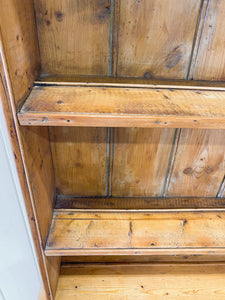 A Beautiful Pine Welsh Dresser or Cupboard with Wood Hardware on Tulip Feet c1890