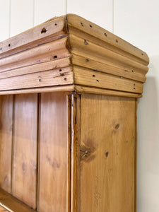 A Beautiful Pine Welsh Dresser or Cupboard with Wood Hardware on Tulip Feet c1890