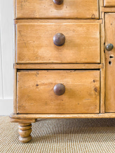 A Beautiful Pine Welsh Dresser or Cupboard with Wood Hardware on Tulip Feet c1890