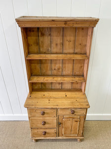 A Beautiful Pine Welsh Dresser or Cupboard with Wood Hardware on Tulip Feet c1890