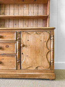 A Beautiful Pine Welsh Dresser or Cupboard with Wooden Knobs c1890