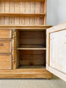 A Beautiful Pine Welsh Dresser or Cupboard with Wooden Knobs c1890