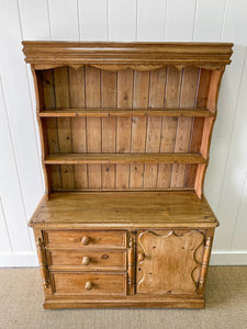 A Beautiful Pine Welsh Dresser or Cupboard with Wooden Knobs c1890