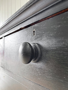 A Large English Ebonized Oak Black Chest of Drawers Dresser Marked "RAF" c1890