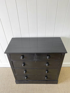 A Large English Ebonized Oak Black Chest of Drawers Dresser Marked "RAF" c1890