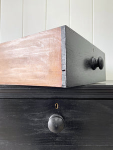 A Large English Ebonized Oak Black Chest of Drawers Dresser Marked "RAF" c1890