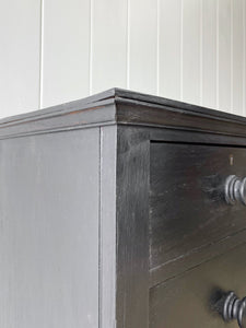 A Large English Ebonized Oak Black Chest of Drawers Dresser Marked "RAF" c1890