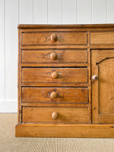 A Large English Country 11 Drawer Pine Buffet or Sideboard c1860