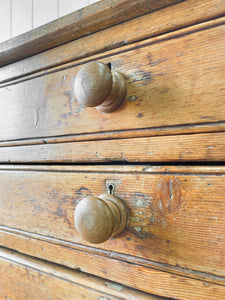 A Large English Country 11 Drawer Pine Buffet or Sideboard c1860