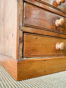 A Large English Country 11 Drawer Pine Buffet or Sideboard c1860