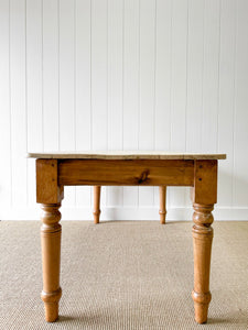 Vintage English Country Pine Waxed 6ft Dining Harvest Table