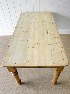 Vintage English Country Pine Waxed 6ft Dining Harvest Table