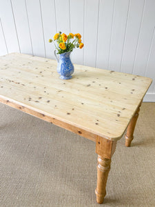 Vintage English Country Pine Waxed 6ft Dining Harvest Table