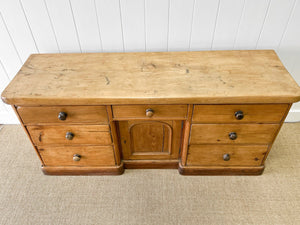 A Monumental English Country Pine Sideboard Buffet c1860