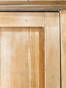 A Handsome English 19th Pine Cupboard with Dark Wooden Knobs