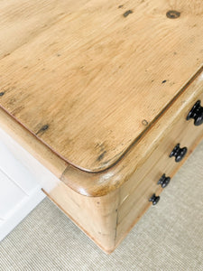 A Large English Pine Chest of Drawers Dresser on Ball Feet c1890