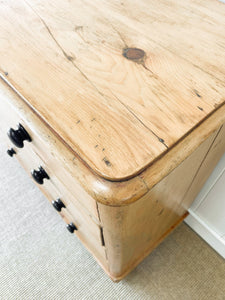 A Large English Pine Chest of Drawers Dresser on Ball Feet c1890