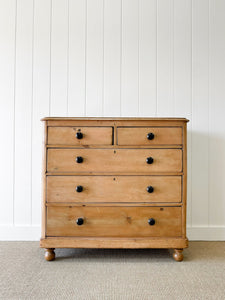 A Large English Pine Chest of Drawers Dresser on Ball Feet c1890