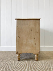 A Charming English Pine Chest of Drawers Dresser with Wooden Knobs c1890