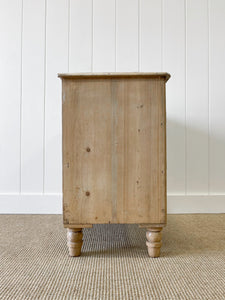 A Charming English Pine Chest of Drawers Dresser with Wooden Knobs c1890