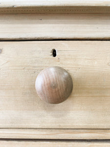 A Charming English Pine Chest of Drawers Dresser with Wooden Knobs c1890