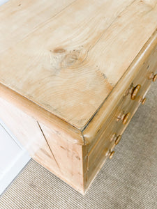 A Large English Pine Chest of Drawers Dresser on Tulip Feet c1890