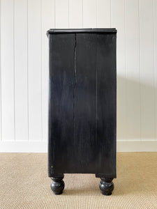 A Large English Ebonized Pine Black Chest of Drawers Dresser c1890