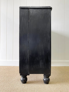 A Large English Ebonized Pine Black Chest of Drawers Dresser c1890