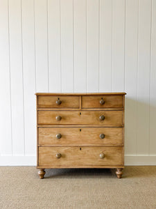 A Large English Pine Chest of Drawers Dresser on Tulip Feet c1890