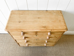 A Large English Pine Chest of Drawers Dresser on Tulip Feet c1890