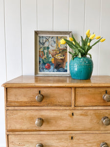 A Large English Pine Chest of Drawers Dresser on Tulip Feet c1890