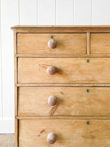 A Large English Pine Chest of Drawers Dresser on Tulip Feet c1890