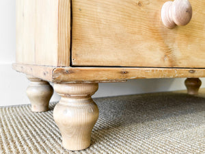 A Large English Pine Chest of Drawers Dresser on Tulip Feet c1890