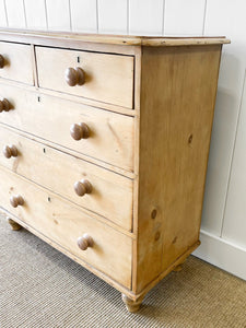 A Large English Pine Chest of Drawers Dresser on Tulip Feet c1890