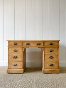 Antique English Pine Pedestal Desk c1890