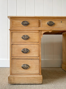 Antique English Pine Pedestal Desk c1890