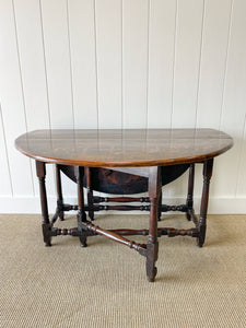 Antique English Country Oak Drop Leaf Gate Leg Table c1780