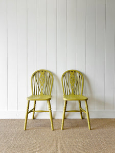 A Set of 4 Antique Ash Wheel Back Side Chairs