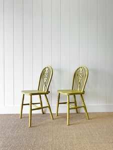 A Set of 4 Antique Ash Wheel Back Side Chairs