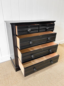 A Large Ebonized English Ash Chest of Drawers Dresser c1900