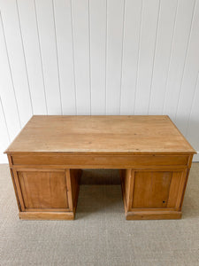 Antique English Pine Pedestal Desk c1890