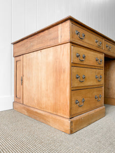 Antique English Pine Pedestal Desk c1890