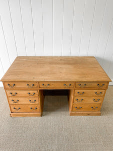 Antique English Pine Pedestal Desk c1890